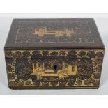A Chinese lacquered box, decorated with figures, circa 1900,