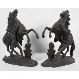 A pair of late 19th century Spelter Marly horses,