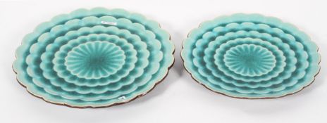 Two Thai celadon glazed porcelain dishes, in sizes, early 20th century,