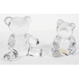 A Ralph Lauren crystal teddy bear and another similar, the first teddy with etched mark,