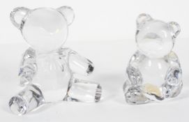 A Ralph Lauren crystal teddy bear and another similar, the first teddy with etched mark,