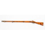 A 19th century Continental long Percussion musket, with 108cm barrel and oak stock,