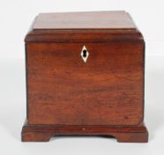 A 19th century mahogany box and cover, perhaps originally a tea caddy,