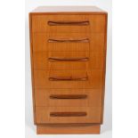 A G-plan teak 'Fresco' chest of drawers, circa 1960, with six drawers, on plinth base,