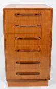 A G-plan teak 'Fresco' chest of drawers, circa 1960, with six drawers, on plinth base,