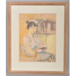 Attributed to Fritu Milward (1906-1982), Study of a Woman reading, colour chalk and crayon,