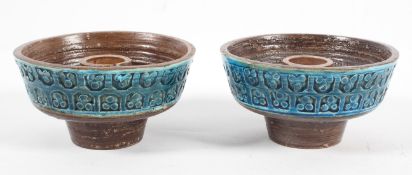 Aldo Londi - Bitossi - Trifiglio - A pair of 1960's retro vintage Italian pottery candlestick