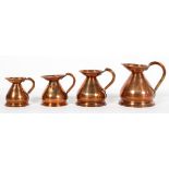 A graduated set of four period copper measures