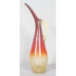 A Large Murano style amber tinted ewer, mid 20th century, of graduated yellow/amber tint,