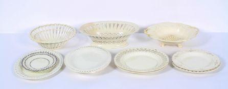 A collection of creamware chestnut baskets, plates and dishes, late 18th and early 19th century,