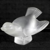 A Lalique frosted glass model of a sparrow, 20th century, etched Lalique, France,