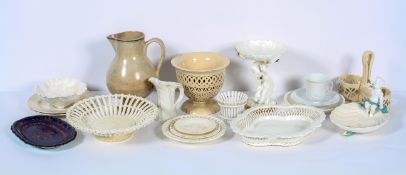 A mixed parcel of 19th century British and European stoneware, including comports,