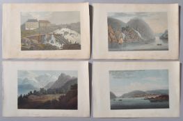 John William Edy, four un-framed aquatints circa 1820 inscribed 'Haoe Fall, no 57',