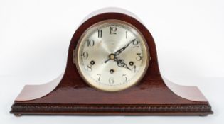 A German (Haller) Westminster clock, early 20th century, in arched rectangular oak case,