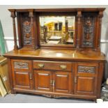 A large Victorian carved mahogany sideboard, late 19th century,