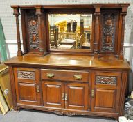 A large Victorian carved mahogany sideboard, late 19th century,