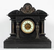 A Venetian black slate marble clock,