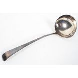A silver Old English pattern soup ladle, of usual form, London 1782, 31cm long,