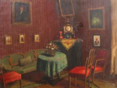 Early 20th century Continental school, Room Interior, oil on canvas,