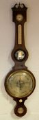 An early 19th century banjo barometer, by I Soldini, Wincanton, with 24cm silvered circular dial,