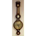 An early 19th century banjo barometer, by I Soldini, Wincanton, with 24cm silvered circular dial,