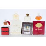 Four Lalique scent bottles, including Le Baisen,
