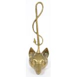 A 20th century brass doorstop, or door porter, modelled as a foxes mask,