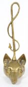 A 20th century brass doorstop, or door porter, modelled as a foxes mask,