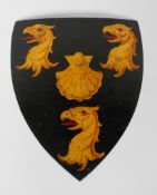 A painted Armorial toile shield,