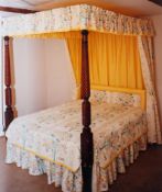 A mahogany four poster bed, rails and canopy, 19th century and later,