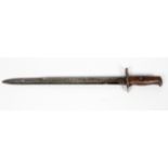 A US Springfield bayonet, dated 1906, and numbered 141647, with 15 inch blade