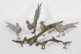 A collection of 20th century silver plated peacocks,