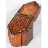 A George III mahogany inlaid knife box, late 18th century, of serpentine form,