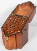 A George III mahogany inlaid knife box, late 18th century, of serpentine form,