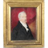 A mid 19th century miniature of a gentleman, watercolour on card