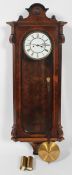 A Vienna regulator wall clock, mid 19th century, veneered in walnut,