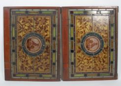 A pair of stained glass panels, probably Venetian,