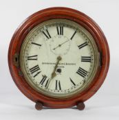 A mahogany framed wall clock, the 8" dial with subsidiary seconds dial, inscribed Brookbank,