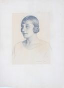 Frank Harold Round (British 1879-1958), 'Portrait of a Young Lady', pencil drawing,
