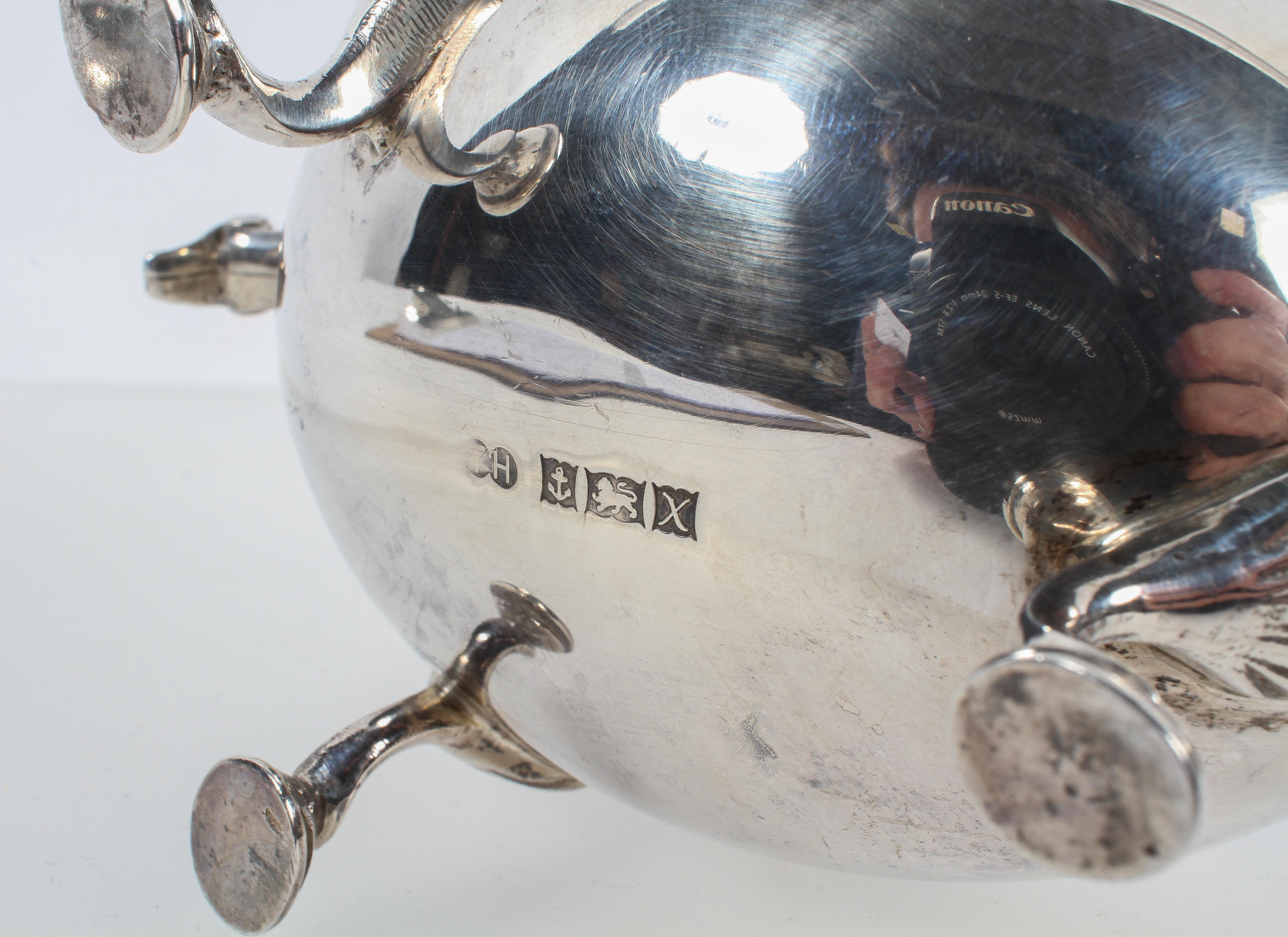 A silver sauce boat, with heavy cut card edge and an acanthus flying scroll handle, - Image 2 of 2