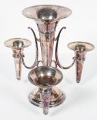 An Edwardian EPNS epergne, of trumpet form , makers stamp WS&S,