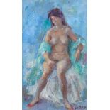 Gio Palmer, oil canvas, nude seated, signed lower right, in box frame,