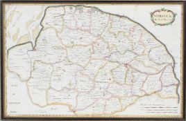 Morden, Robert, A framed and glazed map of Norfolk, sold by Abel Swale Abraham and John Churchill,