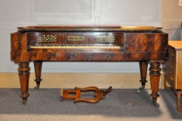 A mid 19th century mahogany square piano, makers label for Peter Mackellar, maker to Her Majesty,