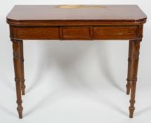 An early 19th century mahogany D shaped folding side table,