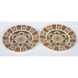 A pair of Derby Imari plates, 20th century, printed iron red marks, pattern No 1128,