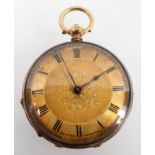 A yellow metal open face pocket watch.