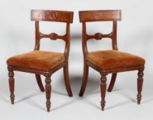 A pair of Victorian mahogany dining chairs, William IV, circa 1835,