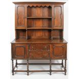 A Victorian stained oak dresser, late 19th century,