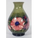 A Moorcroft 'Anemone' vase, of baluster form, blue signature and HM Queen Mary paper label,
